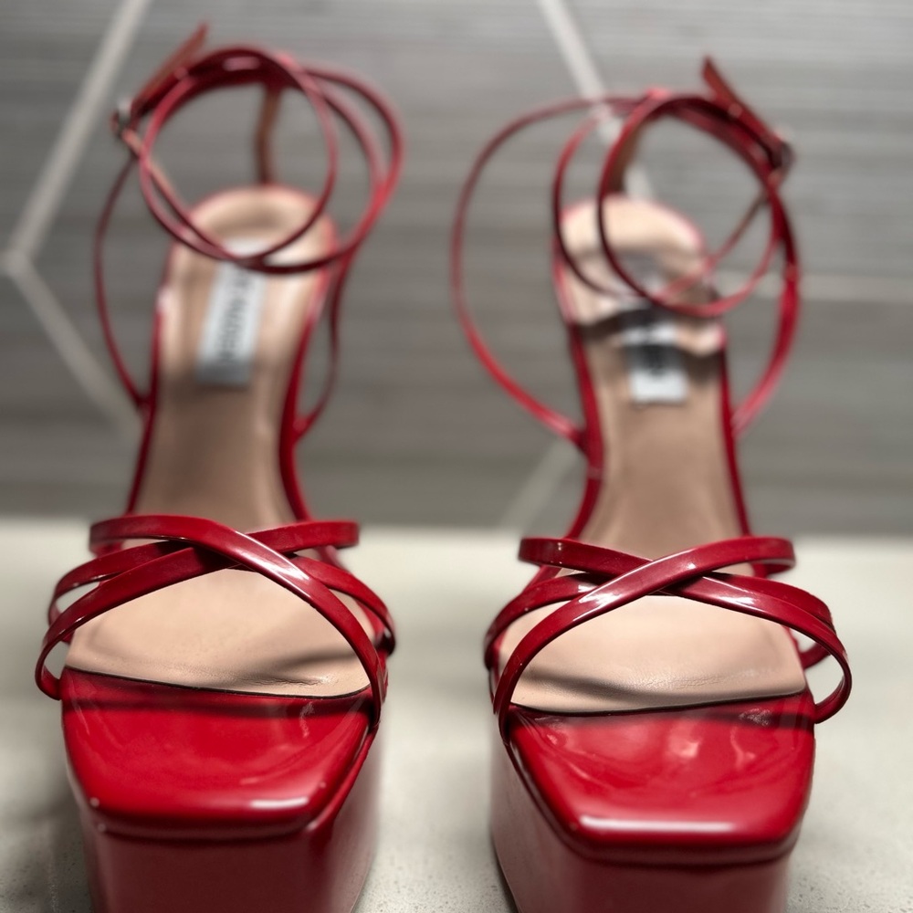 Steve Madden Red Strappy Platform Heels